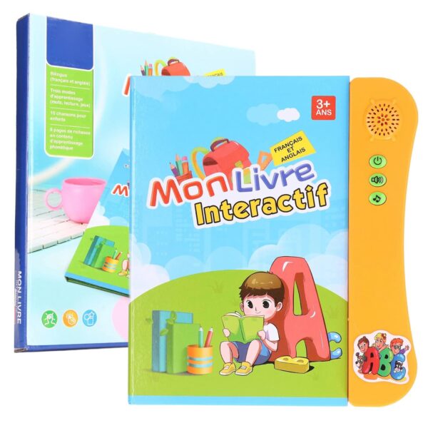Livre audio pour apprendre le français et l'anglais, style dessin animé, livre audio interactif